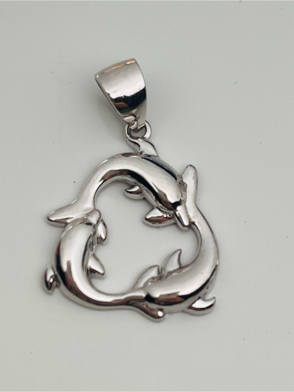 Sterling Silver Dolphin Trio Pendant - Silver